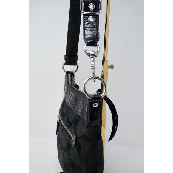 Coach Vintage Black Signature Jacquard and Leather Shoulder to Crossbody Bag - Picture 5 of 12
